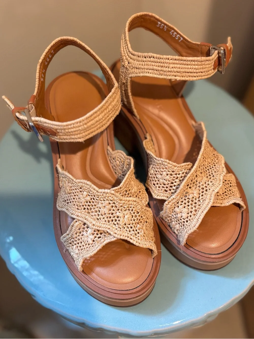Robert Clergerie Paris - Woven Raffia Platform Sandals in Natural